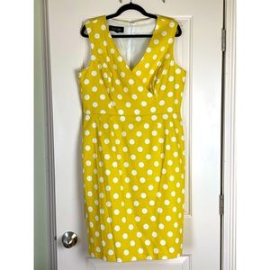 Used Yellow White polka dot Dress
